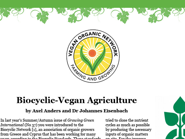 Biocyclic Vegan Agriculture – VEGANORGANIC.NET – 2017