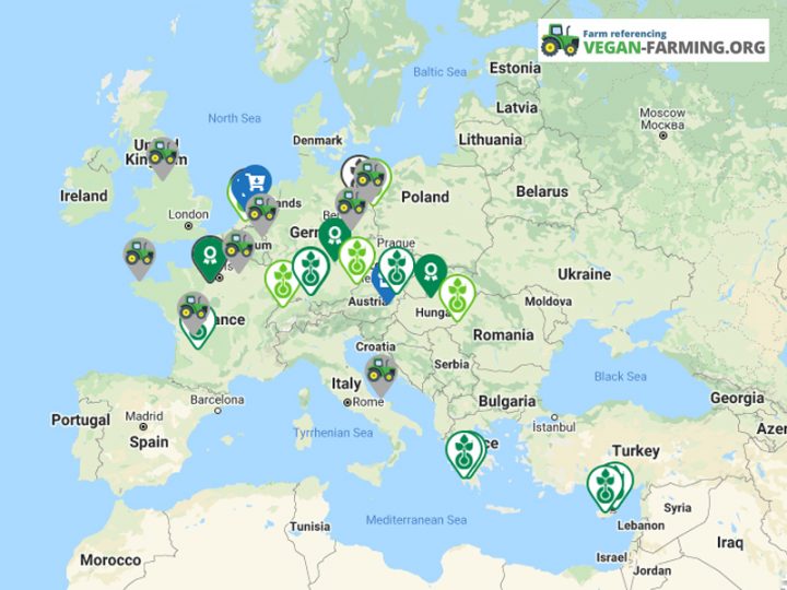 Nouvelle carte des fermes bio-véganes en Europe